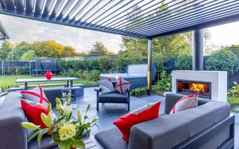 Fireplace outdoor with louvres